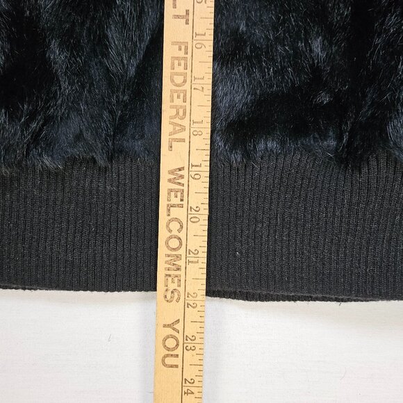 VTG Rabbit Fur Bomber Jacket Maxia Black Medium Wilson Leather Knit Cuff & Hem - Picture 12 of 12